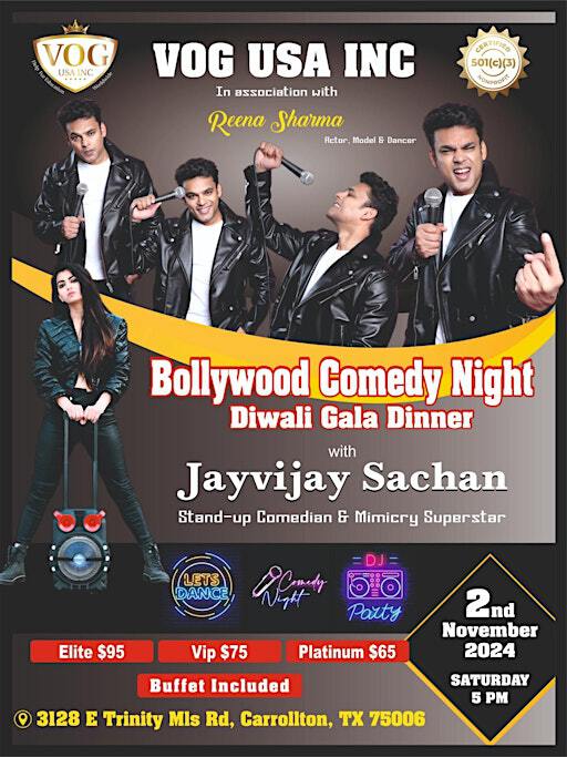 Bollywood Comedy Night & Diwali Gala Dinner with "Jayvijay Sachan". | Ruchi Palace by Mai Colachi