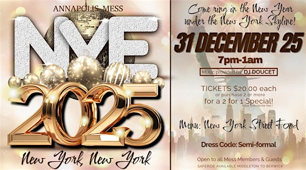 New Years Eve 2025 | Annapolis Mess
