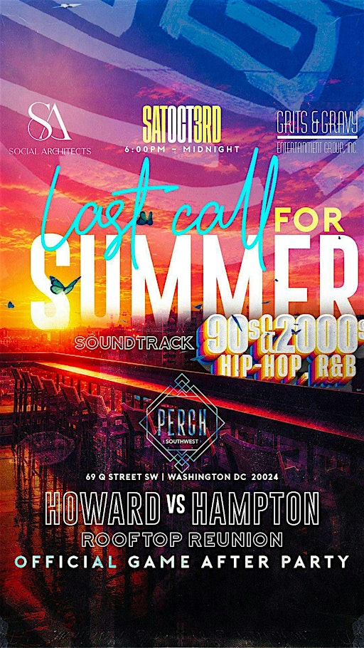 GRITS AND GRAVY  PRESENT ROOFTOP SOCIAL  HOWARD VS HAMPTON GAME AFTER PARTY | Cambria Hotel Washington D.C. Navy Yard Riverfront