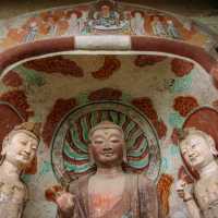 Colorful day at Maijishan Grottoes