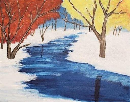 Ring in the Holiday season this beautiful Icy River painting. | Round Table Clubhouse
