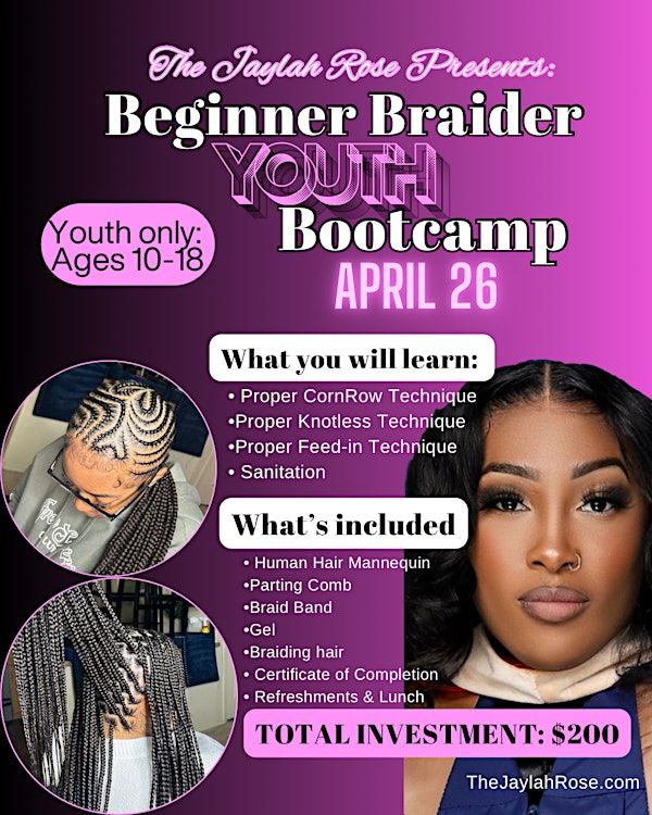 Youth Beginner Braiding Class | Venue Will be Announced to Parents for Privacy of Children