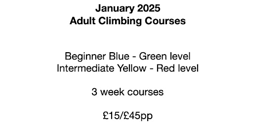 Adult Climbing Courses - January 2025 onwards | 41 Boucher Rd