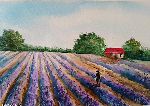 LAVENDER FIELDS - TEXTURED WATERCOLOUR PAINTING | Dunstable Library