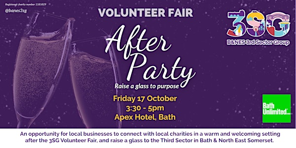 3SG Volunteer Fair After Party - Charity & Business Networking | Apex City of Bath Hotel