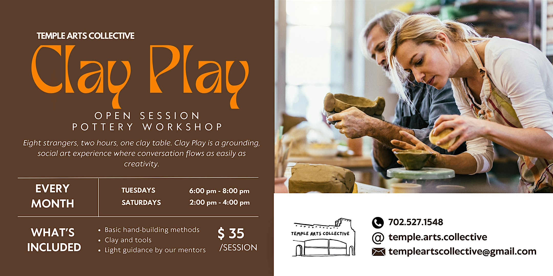 Clay Play Saturday: A Social Open Session Ceramics Workshop | Temple Arts Collective