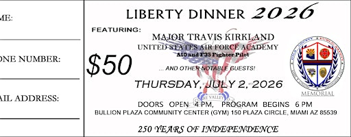 LIBERTY DINNER 2026 | 150 Plaza Cir