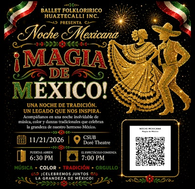 Ballet Folklorico Huaztecalli Inc. Presents Noche Mexicana Magia De Mexico | California State University Bakersfield Doré Theatre