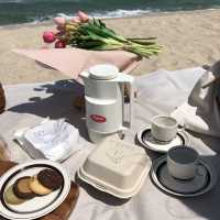 따뜻한 봄에 적격인 봄바다피크닉🏖🥐🥖☕️✨