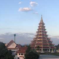 huge white Buddha with 9 floor pagoda 