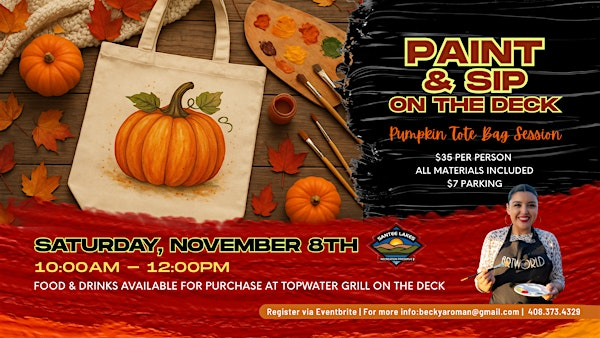 Paint & Sip on The Deck: Pumpkin Tote Bag Session | Santee Lakes Recreation Preserve