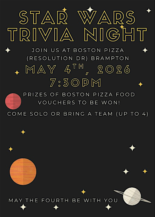 Star Wars Trivia Night @ Boston Pizza (Resolution Dr) Brampton | Boston Pizza