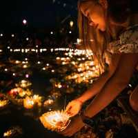 Thousands of floating lights at Loy Krathong