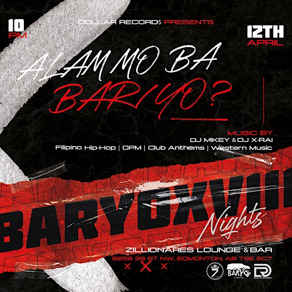 BAR/YO NIGHTS XVIII - ALAM MO BA BAR/YO? | Zillionaires Lounge & Bar