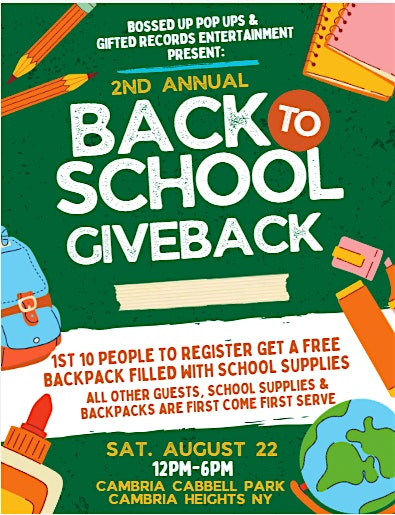 2ND ANNUAL BACK TO SCHOOL GIVE BACK | Cambria Playground
