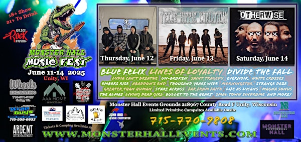Monster Hall Music Fest June 11-14, 2025!  4-Day GA Ticket!  18+ Show! | Monster Hall Events