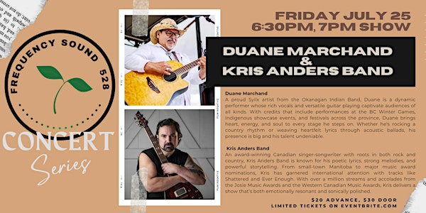 Duane Marchand & Kris Anders Band- Concert Series | Frequency Sound 528 Inc.