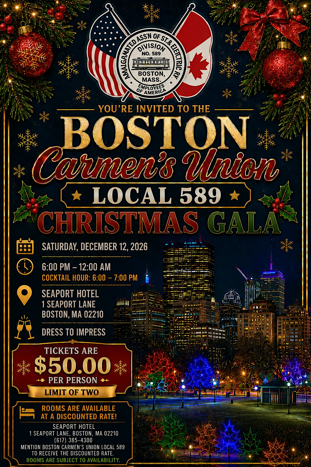 Boston Carmen's Union Local 589 Christmas Gala | Seaport Hotel Boston