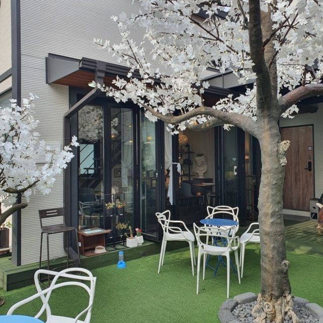 [텐트가 있는 특이한 카페]