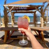 This beach club on Santorini is a vibe…