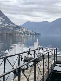 Lake and mountain scenery in Lugano.