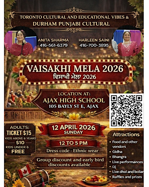 Durham 3rd Annual Vaisakhi Mela 2026 | Ajax High School