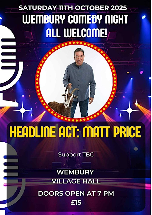 Wembury Comedy Night - Saturday 11th of October 2025 | Wembury War Memorial Village Hall