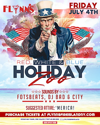 RED, WHITE, & BLUE HOLIDAY ZOO | Flynn's Fire Island