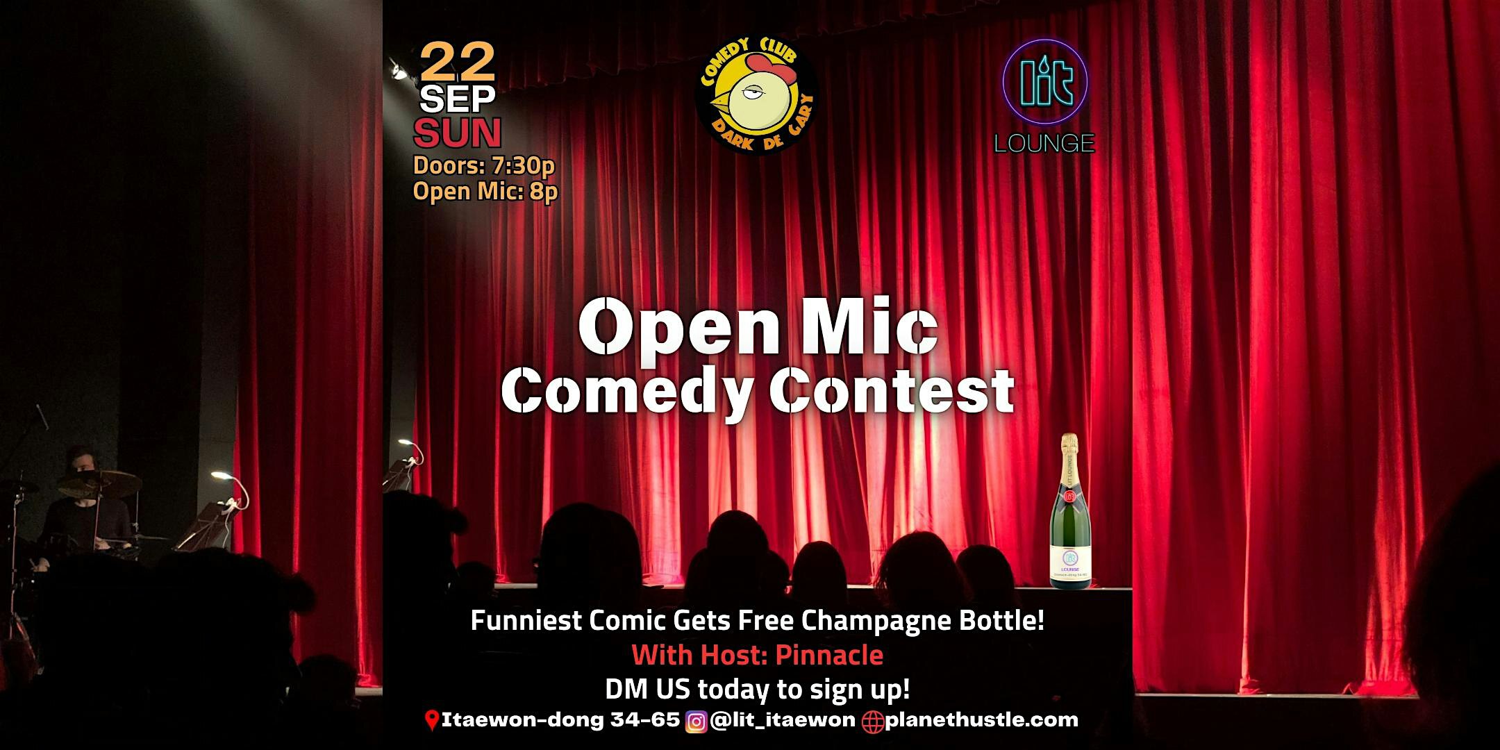 Open Mic Comedy Contest (Free Champagne) | Lit Lounge Itaewon 릿라운지 이태원