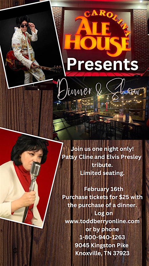 Elvis and Patsy dinner show in Knoxville Tennessee | Carolina Ale House - Knoxville
