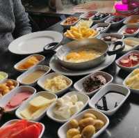 Turkish breakfast next to the sea