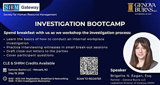 2026 New Jersey Employment Law: Investigation Bootcamp | Genova Burns LLC
