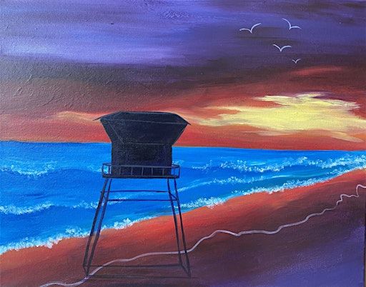 Painting this fun Lifeguard Tower paint and sip event | CRP Rocklin