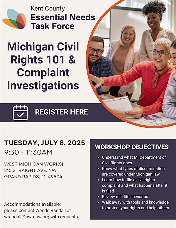 Michigan Civil Rights 101 & Complaint Investigations | West Michigan Works! and ACSET: Area Community Services Employment and Training Council