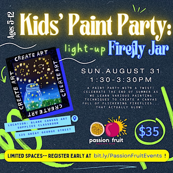 Kids' Light-Up Paint Party: Firefly Jars (Ages 5-12) | Blank Canvas Art Supplies