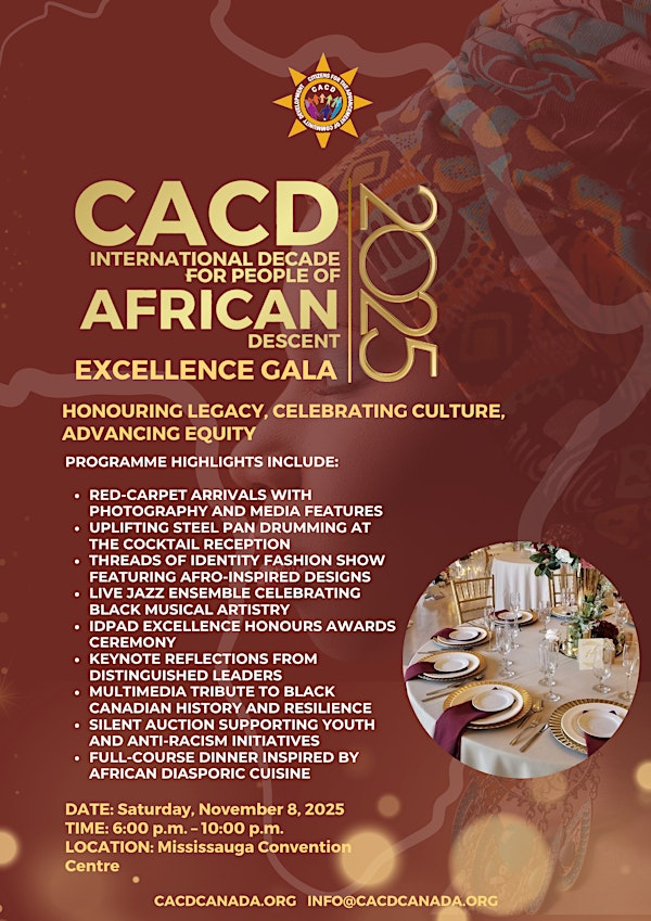 CACD International Decade For People Of African Descent Excellence Gala | Mississauga Convention Centre