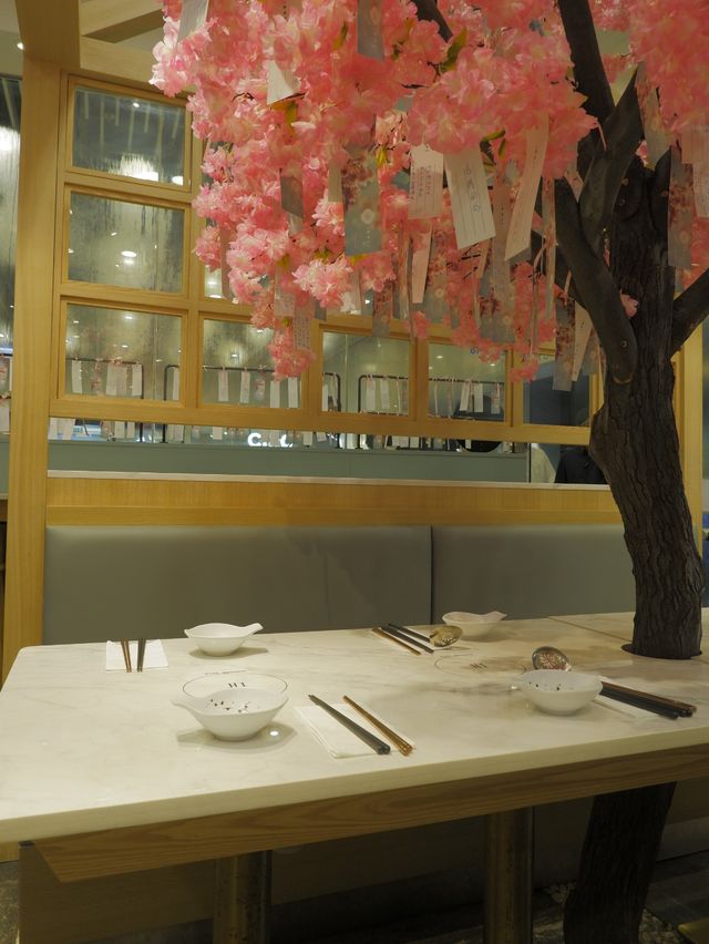 櫻花樹下台式火鍋，真材實料的湯底和高質牛肉 