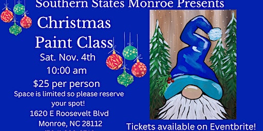 Christmas Gnome Paint Class at Southern States Monroe | Southern States - Monroe