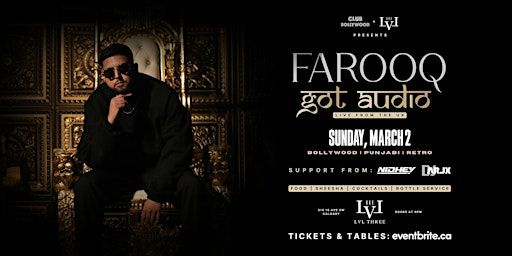 Bollywood Night featuring Farooq Got Audio - Live in Calgary! | LVL Three Bar & Lounge
