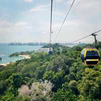 A birds eye view of Sentosa in cable car 