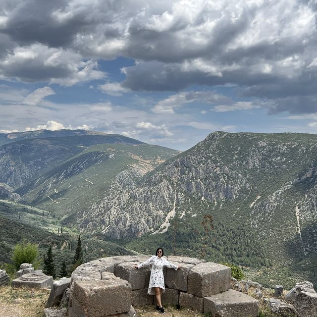 Exploring archaeological ruins at Delphi