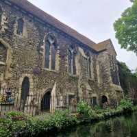 Stour river, Canterbury and church view