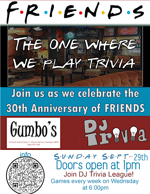 Friends tv show Tivia at Gumbo's | Gumbo's