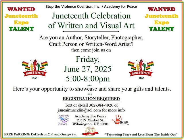 WANTED Juneteenth Expo TALENT: Juneteenth Celebration of Written/Visual Art | Academy For Peace
