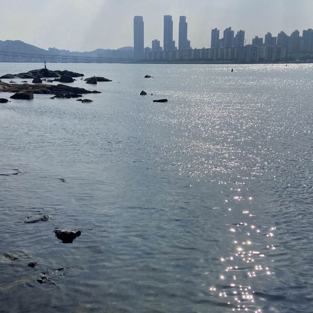 낮 바다의 매력, 광안리 해수욕장 산책로 낮 바다의 매력, 광안리 해수욕장 산책로