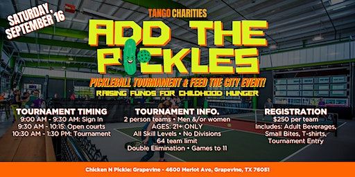 Add The Pickles - Pickleball Tournament | Chicken N Pickle- Grapevine