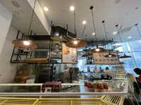 Cafe with a fountain view at Suntec City Mall