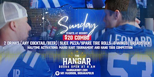 Colts Watch Party($20 for 2 drinks & food, Halftime Mario Kart Competition) | The Hangar