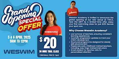 Grand Opening Special Offer - Weswim Academy at YWCA! | YWCA Fort Canning