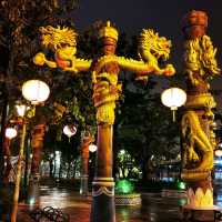 Explore Korean themed area at theme park 